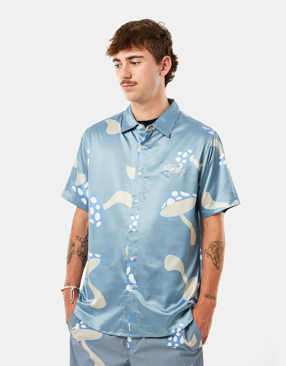 RIPNDIP Euphoria Button Up Shirt - Light Slate