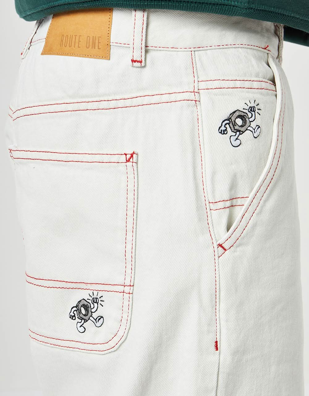 Route One Super Baggy OG Denim Shorts - Ivory Cream