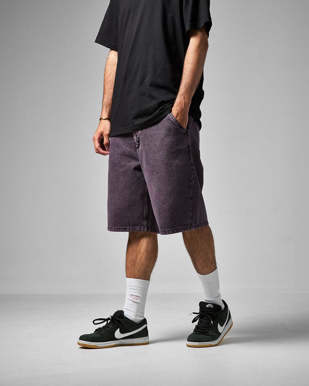 Route One Super Baggy OG Denim Shorts - Moderate Purple