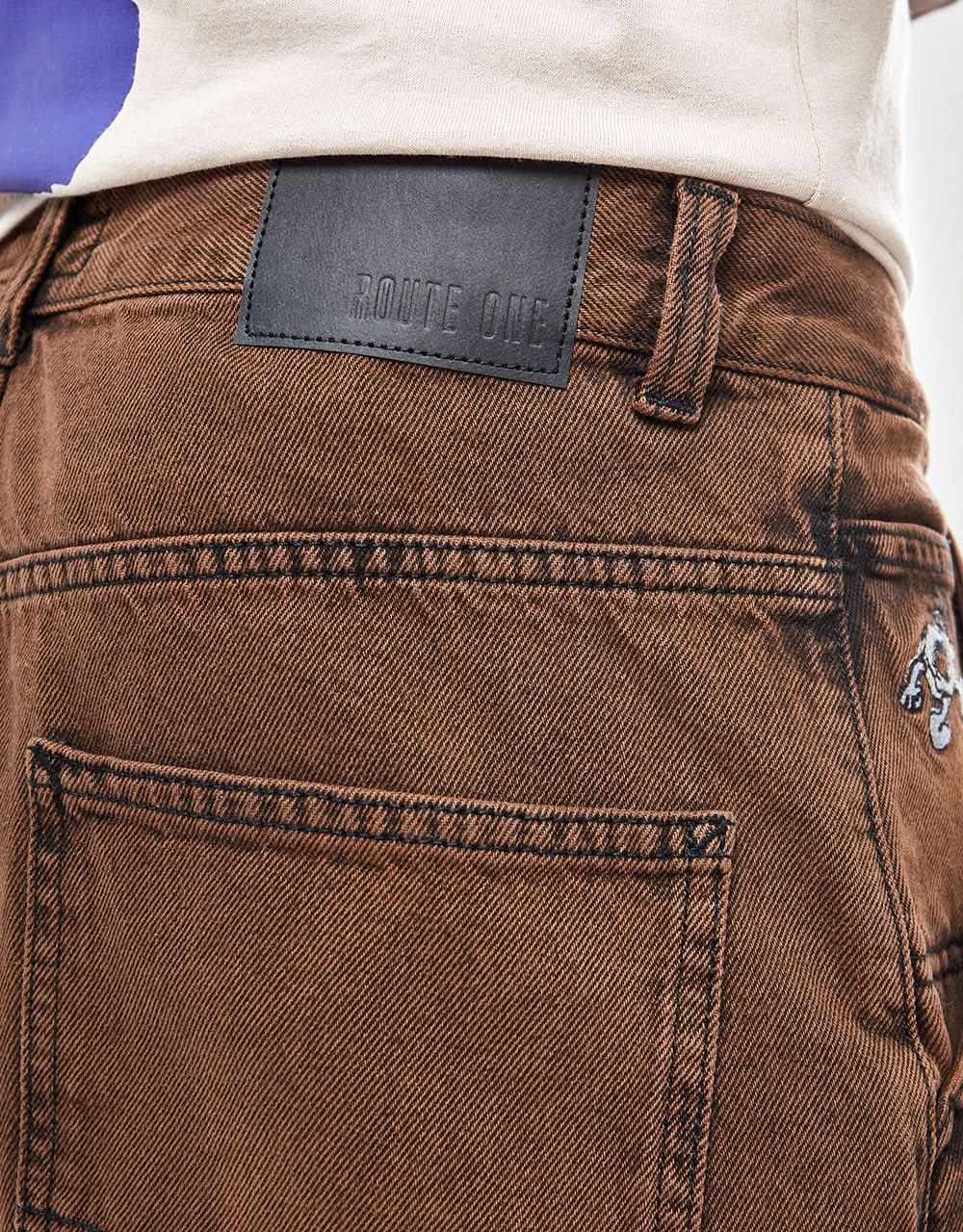 Route One Super Baggy OG Denim Shorts - Gingerbread