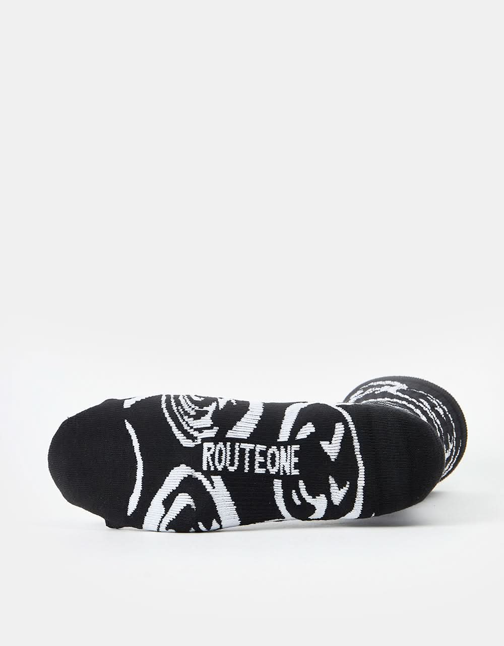 Route One Warped Smiley Crew Socks -Black