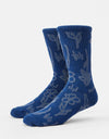 Route One Wildflower Crew Socks -Navy