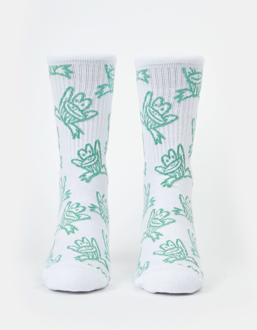 Route One Croak Crew Socks -White/Sage