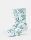 Route One Croak Crew Socks -White/Sage