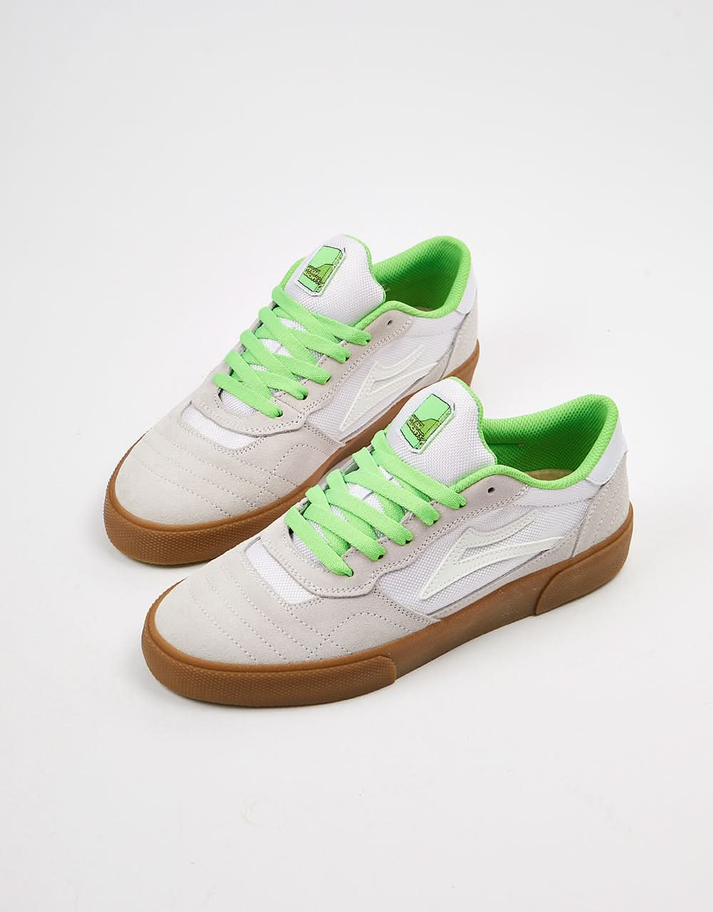 Lakai x Girl Yeah Right! Cambridge Skate Shoes - White/UV Green Suede