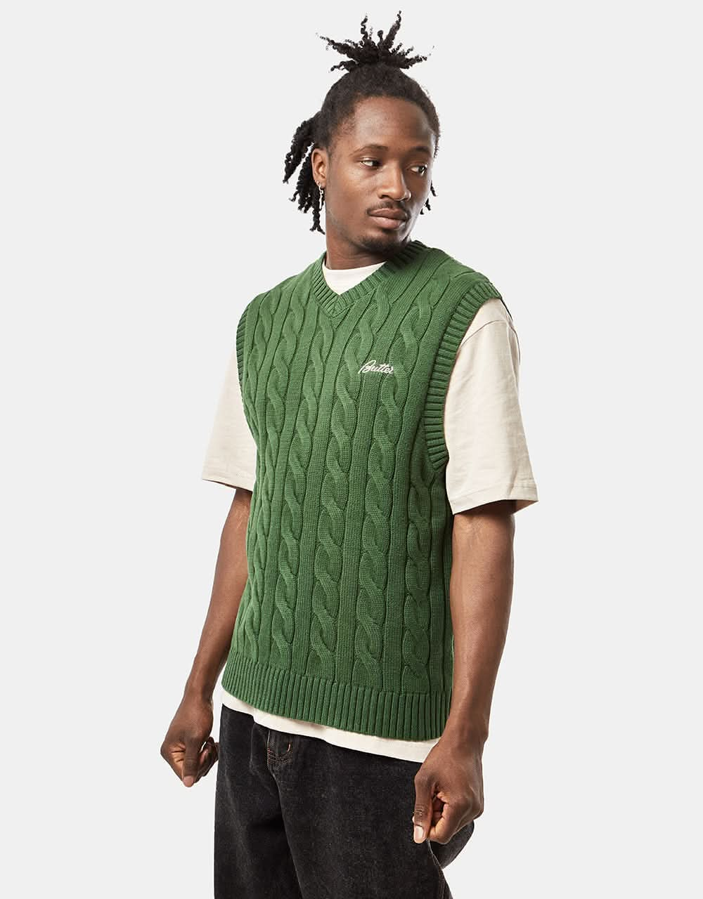 Butter Cable Knit Vest - Forest