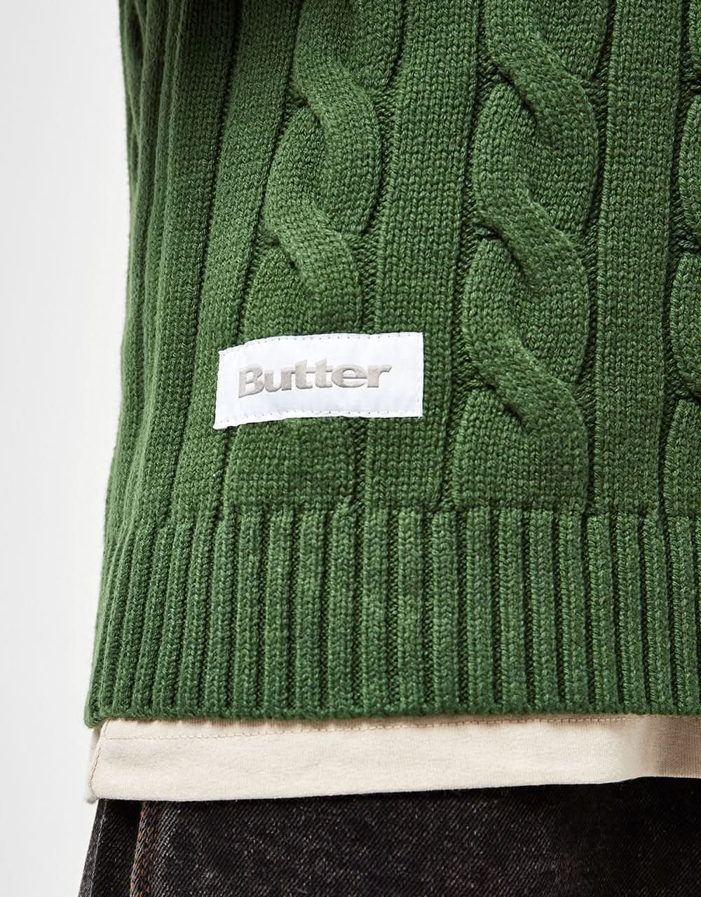 Butter Cable Knit Vest - Forest