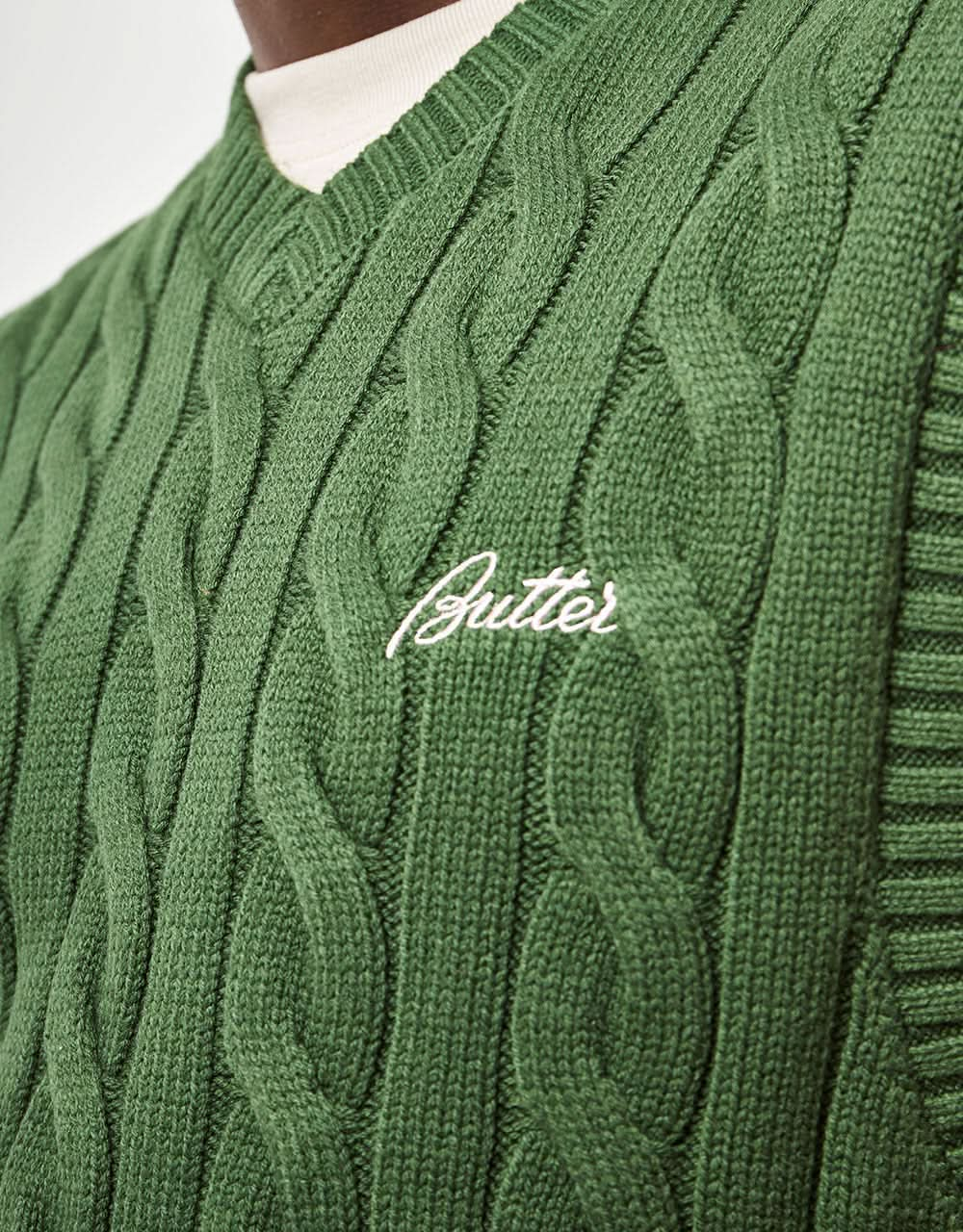 Butter Cable Knit Vest - Forest