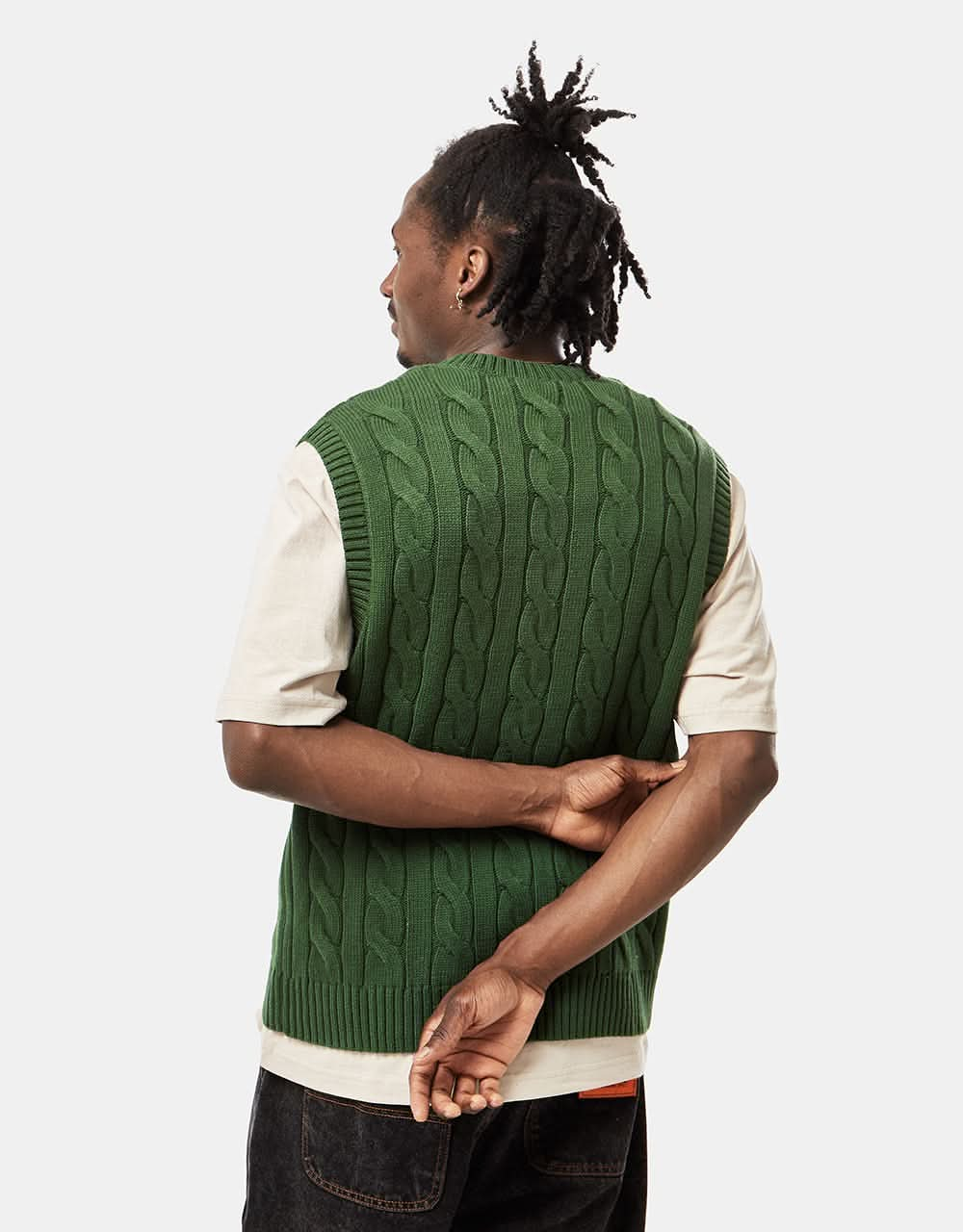 Butter Cable Knit Vest - Forest