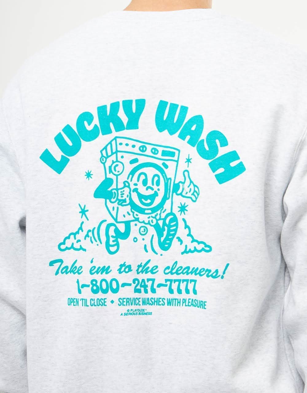 Playdude Lucky Wash Crew - Ash Grey