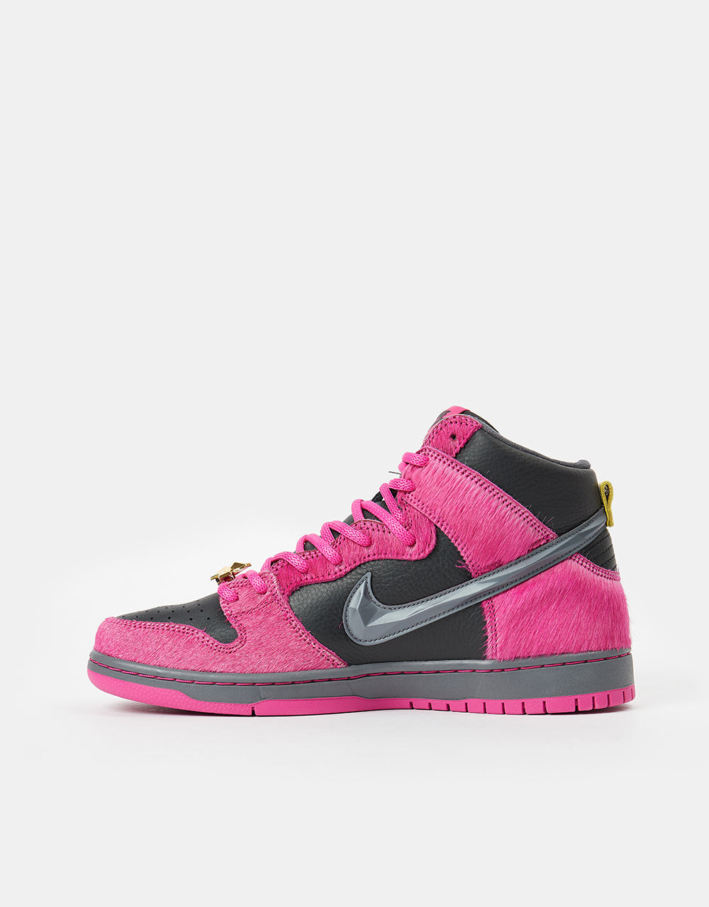 Nike SB 'Run the Jewels' Dunk High QS Skate Shoes - Active Pink/Black-Metallic Gold