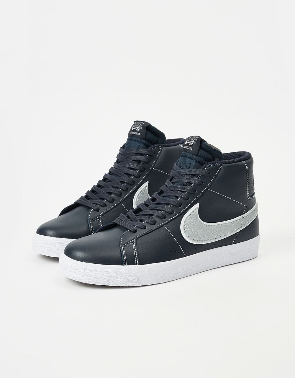 Nike SB „Mason Silva“ Zoom Blazer Mid QS Skateschuhe – geschwärztes Blau/Wolfsgrau-geschwärzt