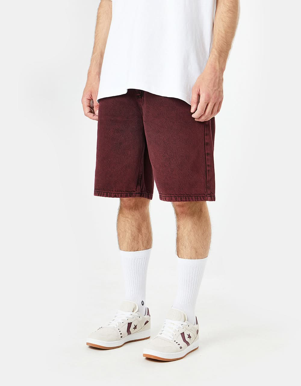 Route One Super Baggy OG Denim Shorts - Rhubarb