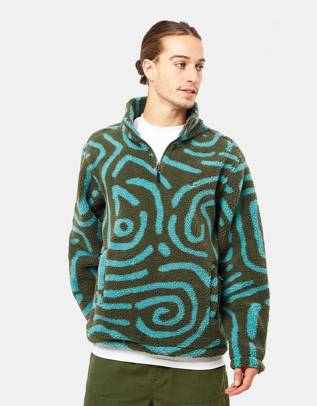 Route One Sierra 1/4 Zip Fleece – Oliv/Cerulean