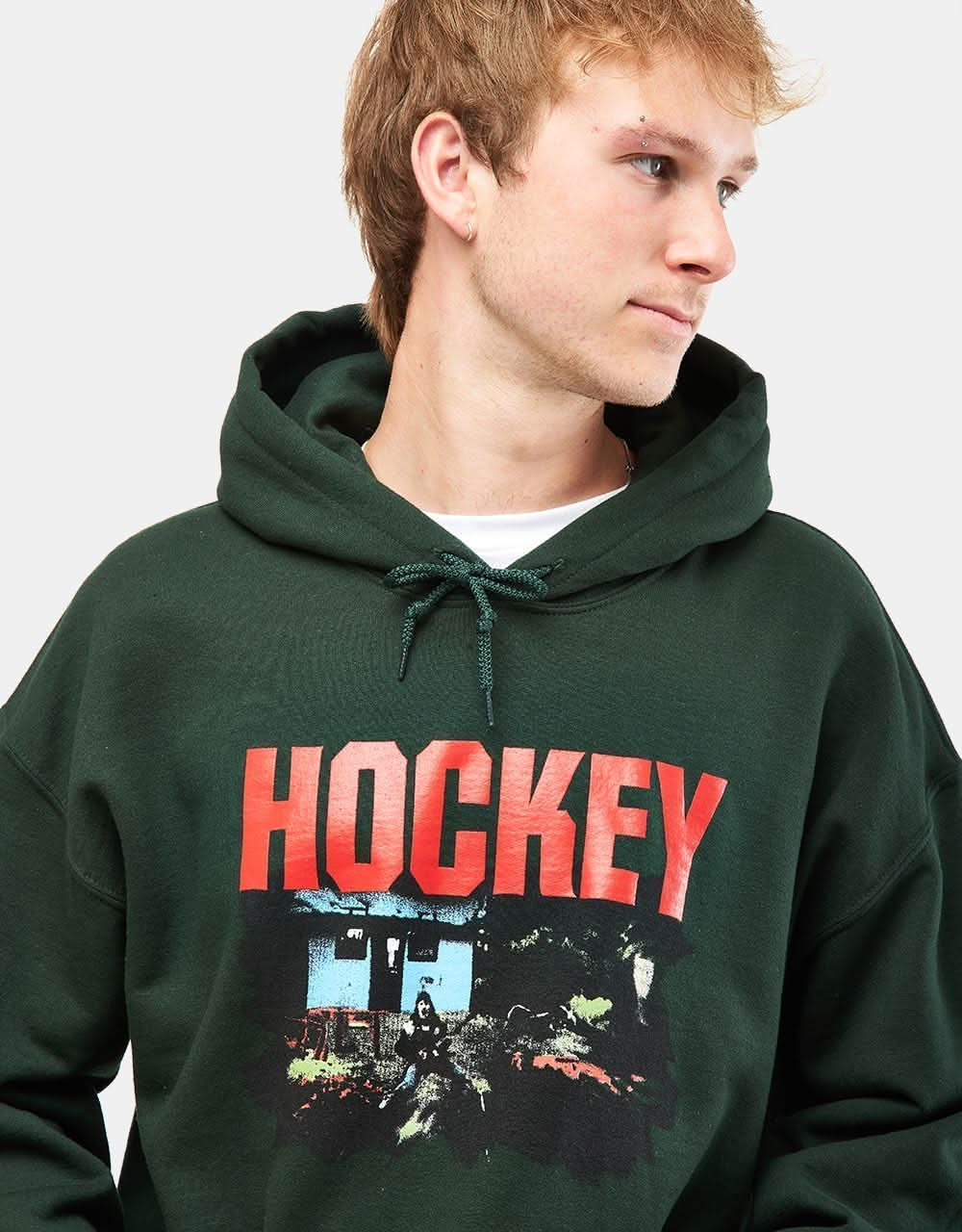 Hockey Raw Milk Pullover Hoodie - Forrest Green