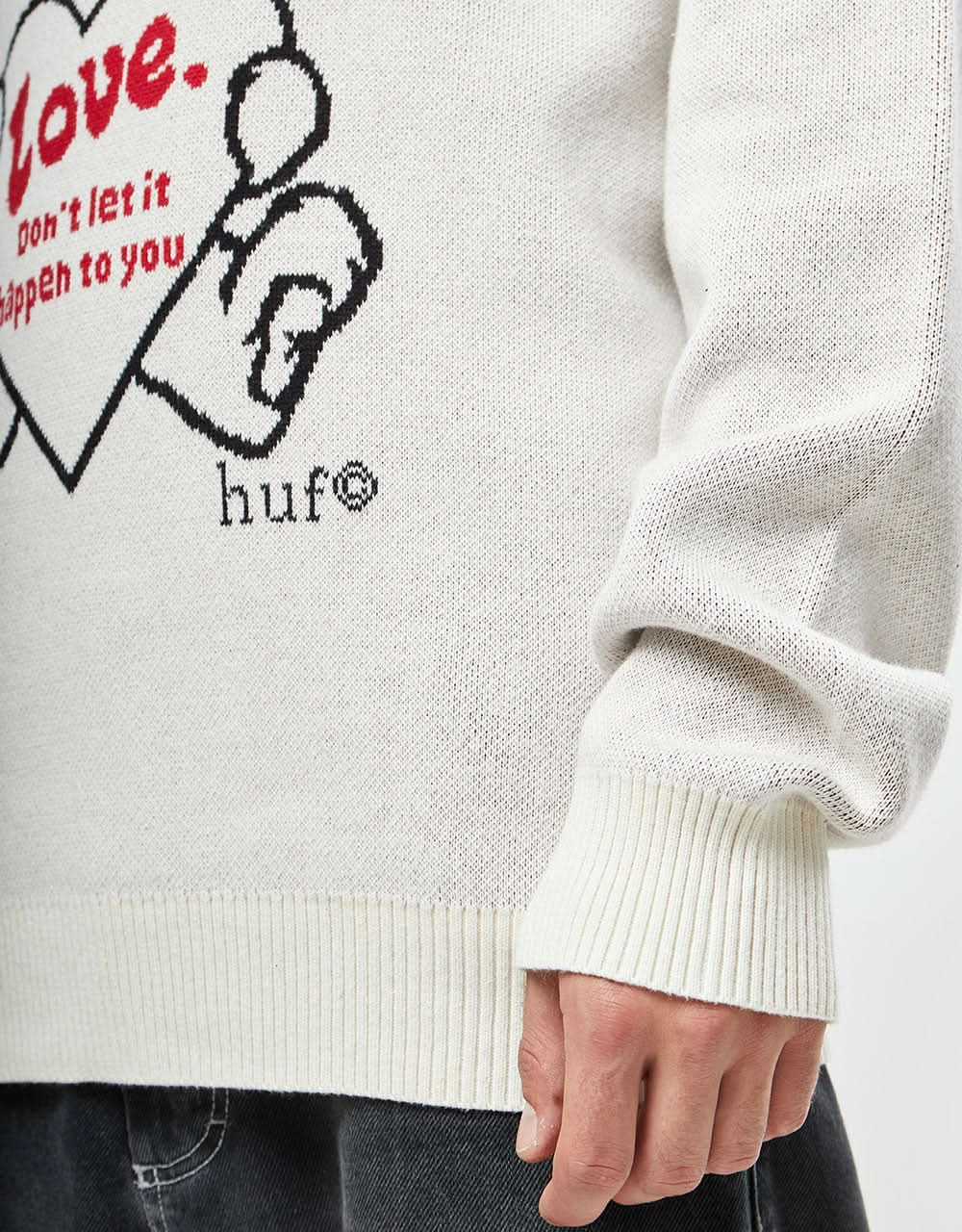 HUF Bad News Crewneck Sweater - Bone