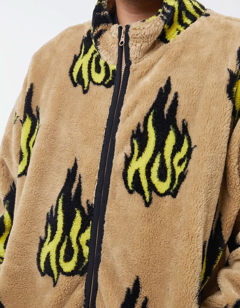 HUF Flamin' Zip Sherpa Fleece - Oatmeal