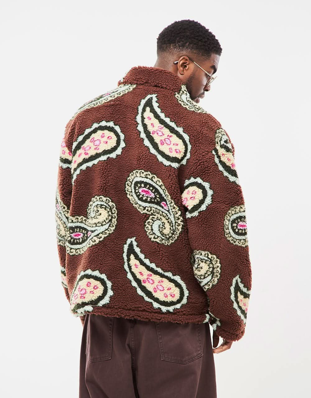 Obey Paisley Sherpa Fleece Jacket - Sepia Multi