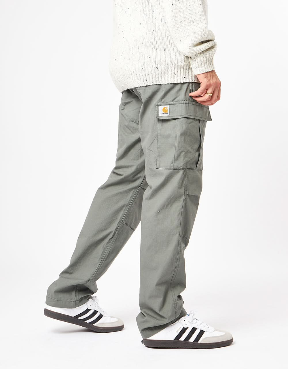 Carhartt WIP Aviation Pant - Smoke Green (rincé)