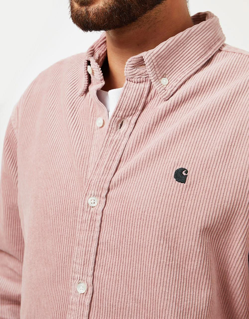 Carhartt WIP Madison Cord L/S Shirt - Glassy Pink/Black