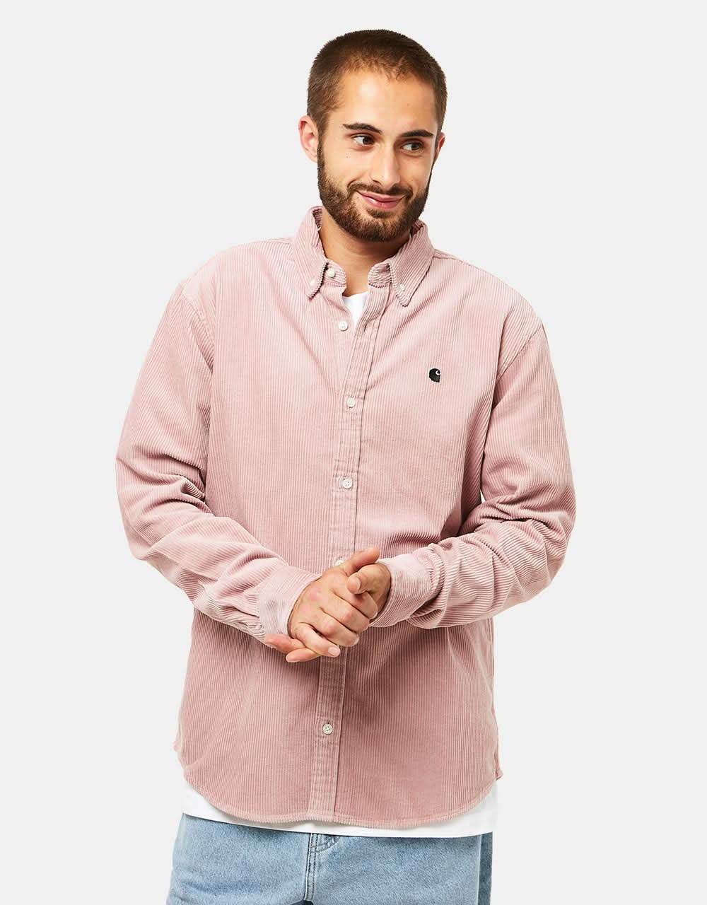 Carhartt WIP Madison Cord L/S Shirt - Glassy Pink/Black