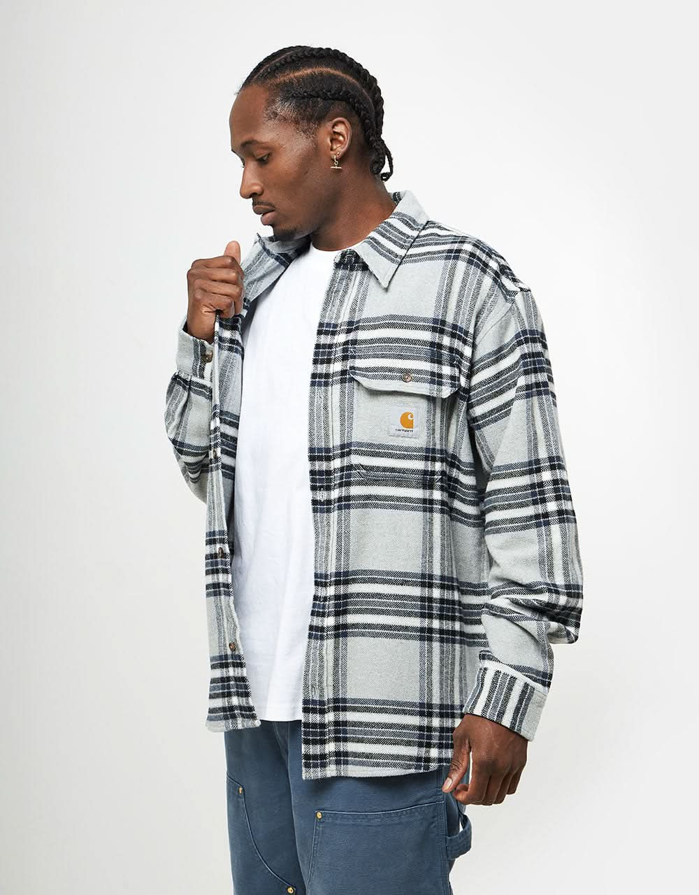 Carhartt WIP Hawkins L/S Shirt - Hawkins Check/Grey Heather/Blue