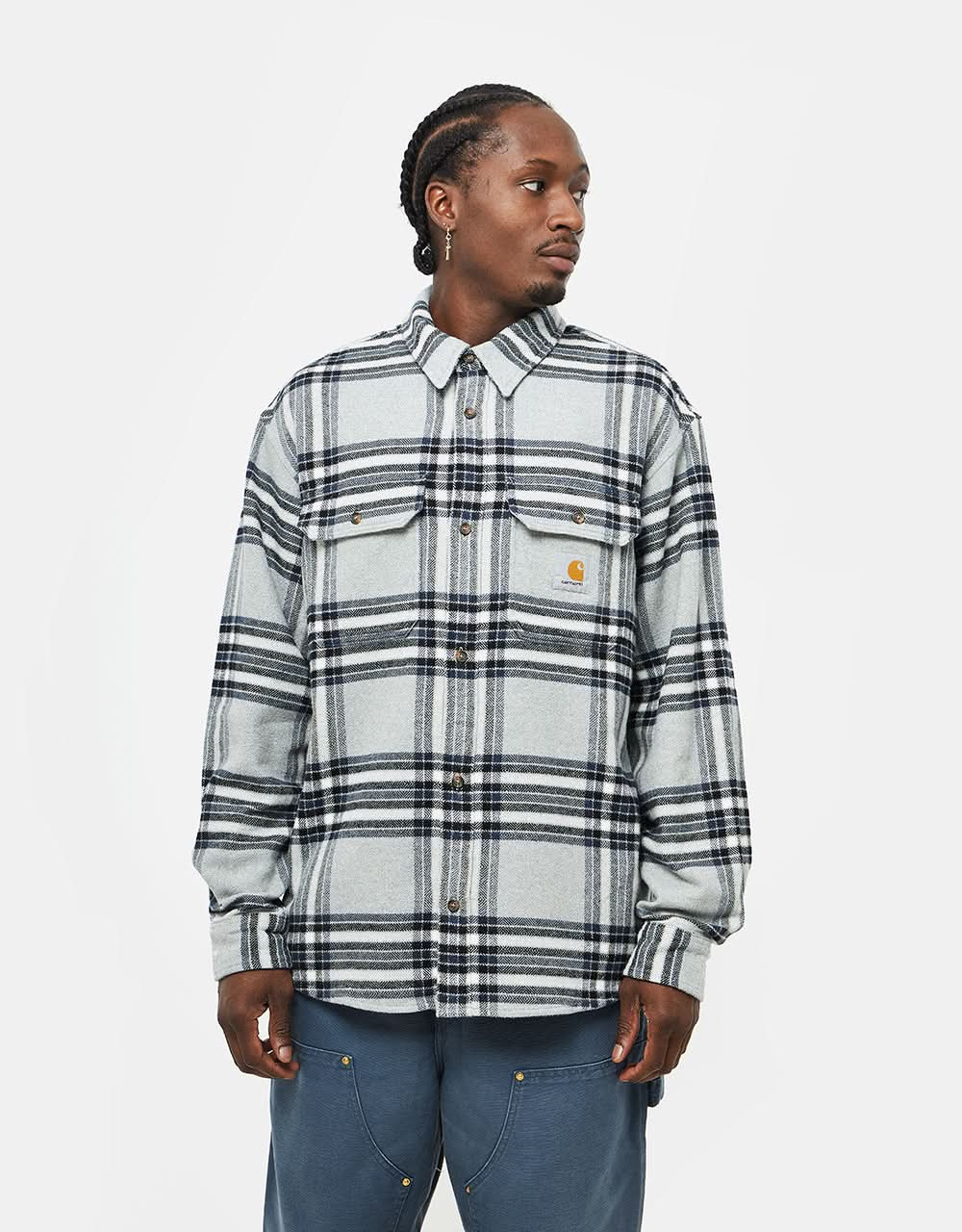 Carhartt WIP Hawkins L/S Shirt - Hawkins Check/Grey Heather/Blue