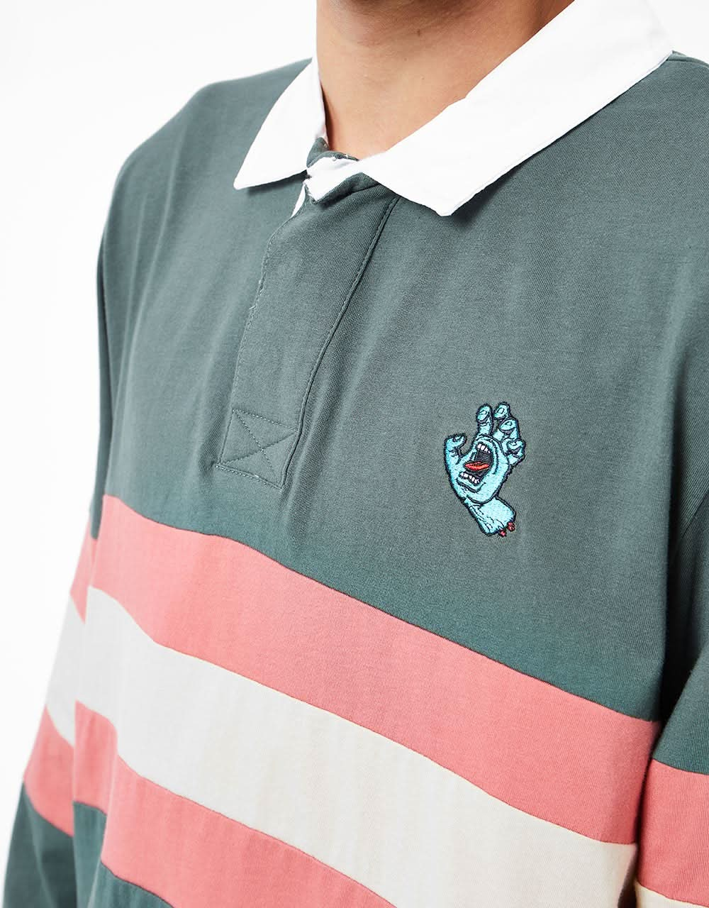 Polo L/S Santa Cruz Mini Hand Stripe - Sauge