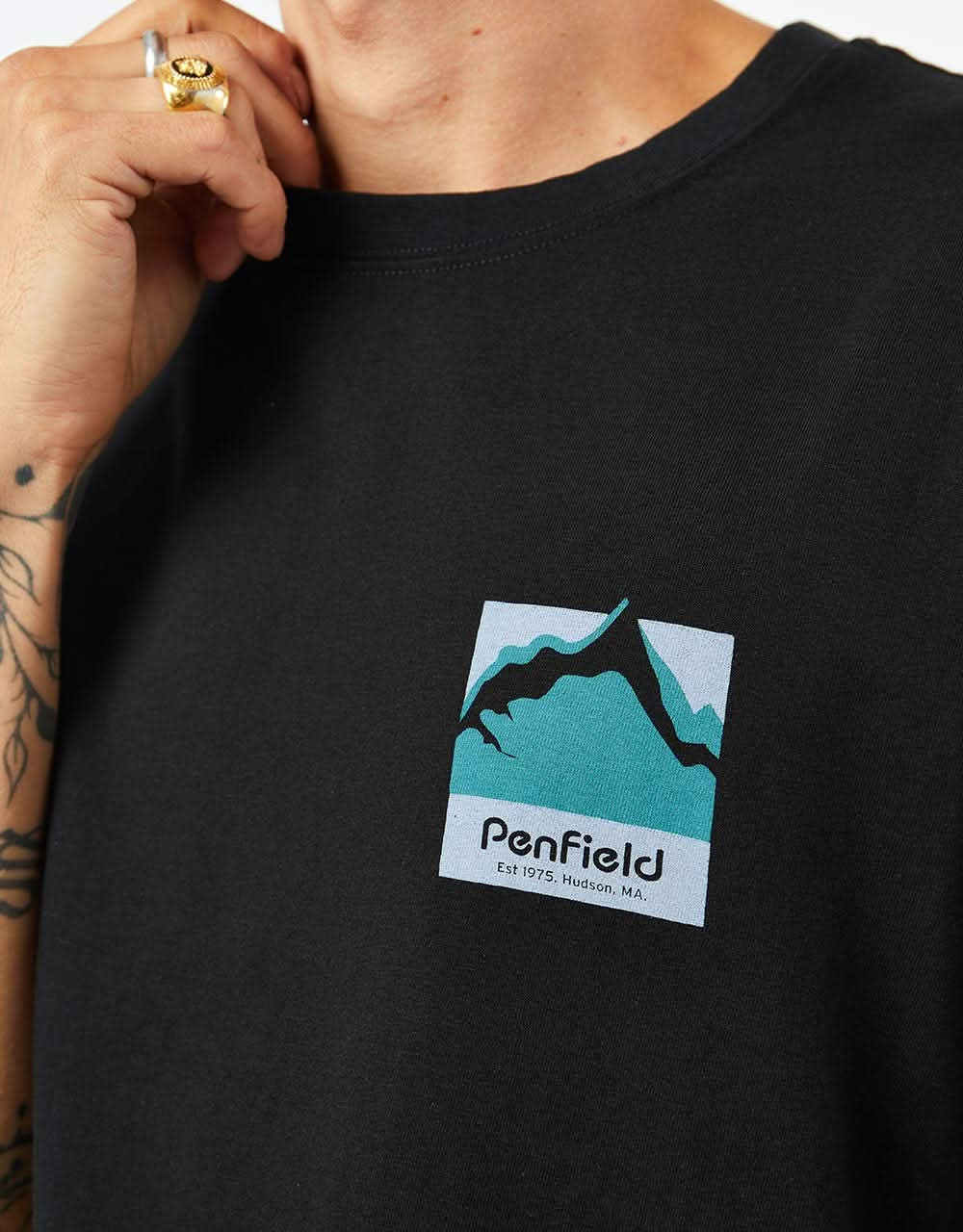 Penfield Mountain Scene Back Graphic T-Shirt - Black