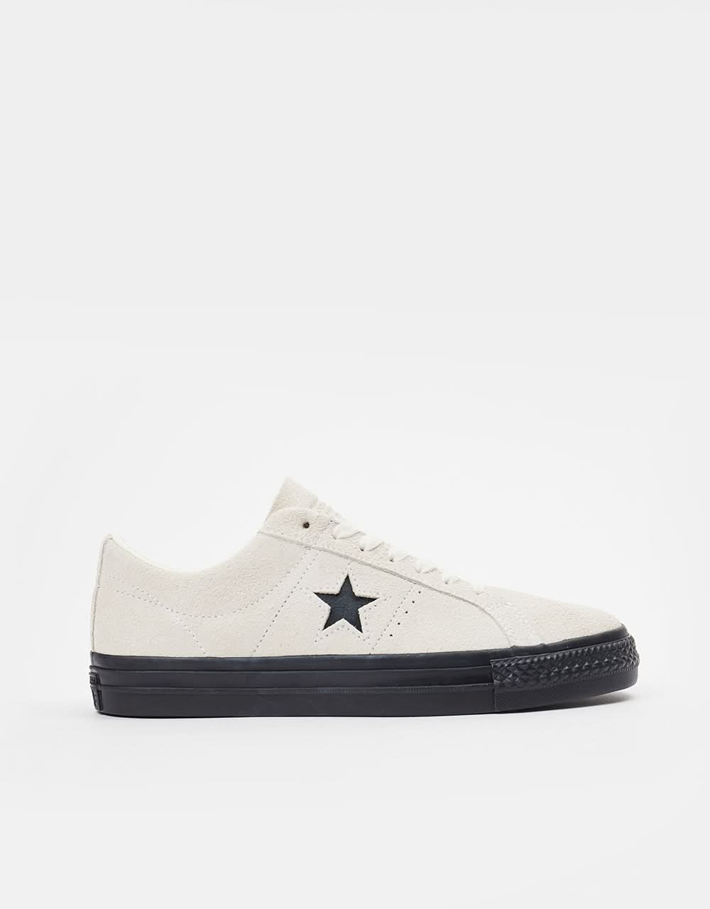 Converse One Star Shaggy Suede Skate Shoes - Egret/Egret/Black