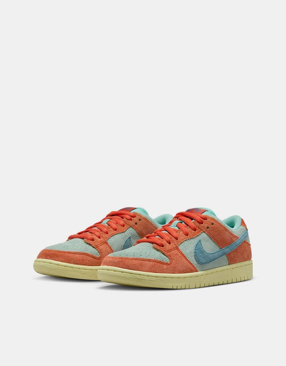 Nike SB Dunk Low Pro Premium Skate Shoes - Orange/Noise Aqua-Emerald Rise-Orange-Lemon Chiffon