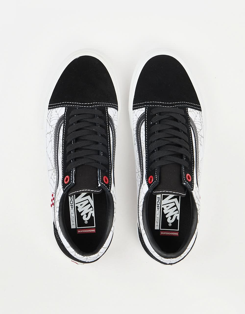 Zapatos Vans Skate Old Skool - (Black Widow) Negro/Blanco/Rojo