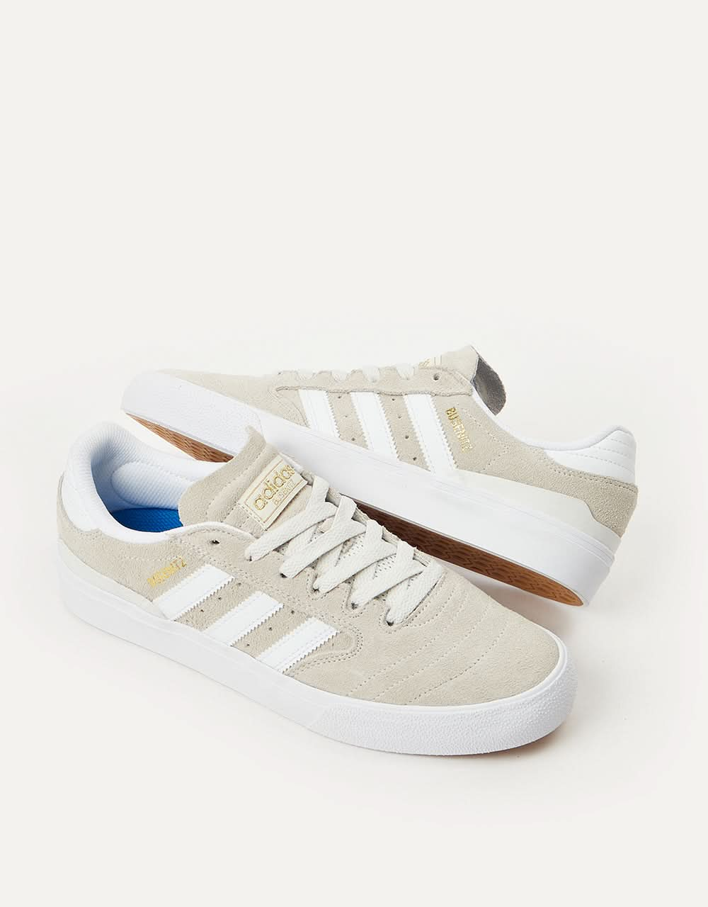 adidas Busenitz Vulc II Skateschuhe – Kristallweiß/Weiß/Goldmetallic