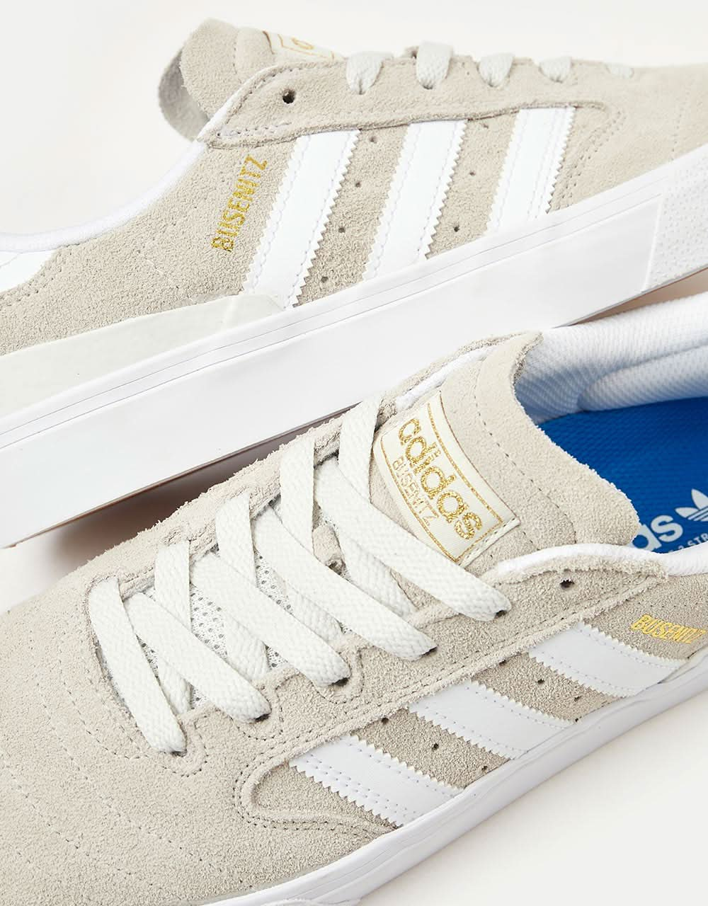 adidas Busenitz Vulc II Skateschuhe – Kristallweiß/Weiß/Goldmetallic