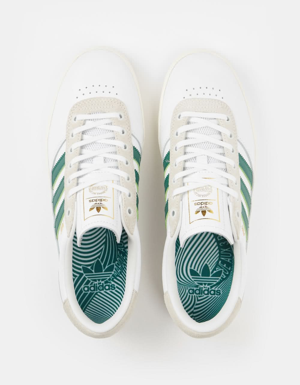 adidas Puig Indoor Skate Shoes - White/Dark Green/Chalk White