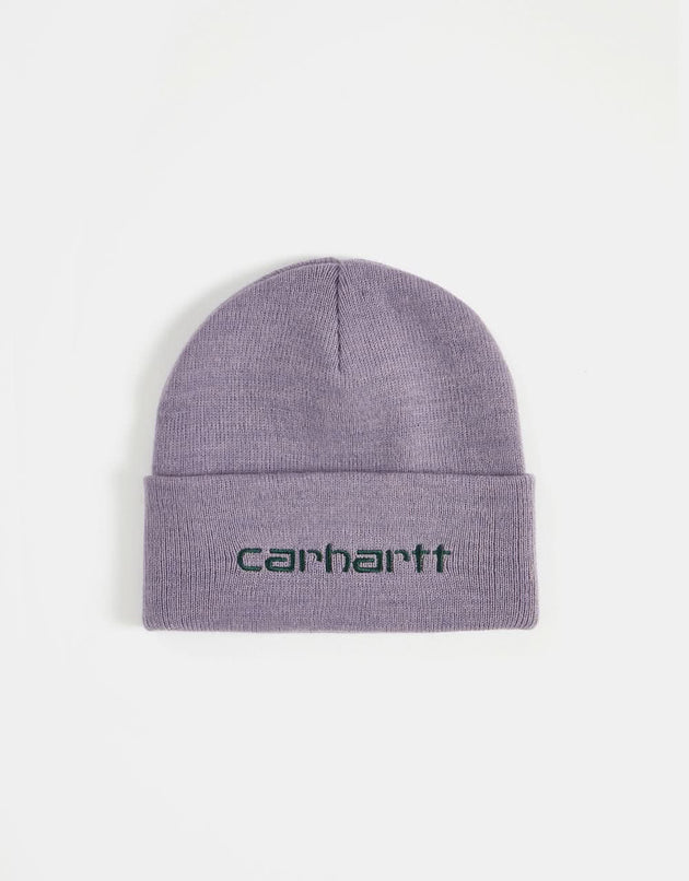 Carhartt WIP Script Beanie – Glassy Purple/Discovery Green