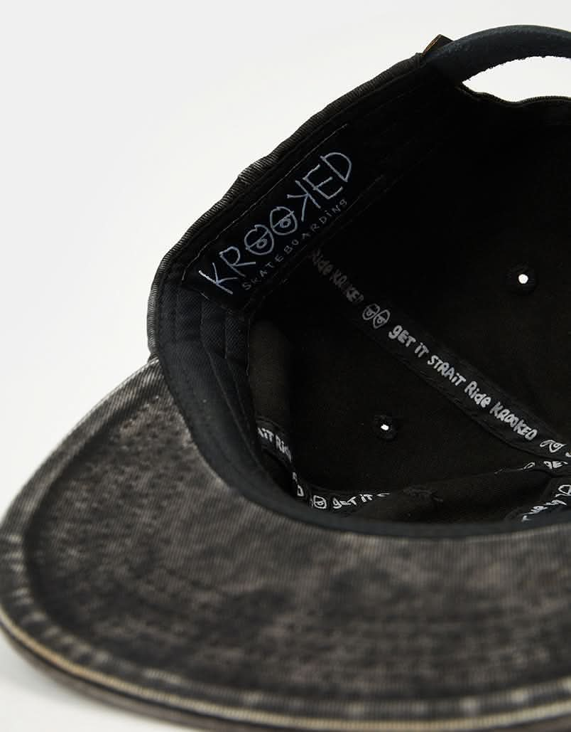 Krooked Eyes Snapback Cap  - Black Wash/Gold