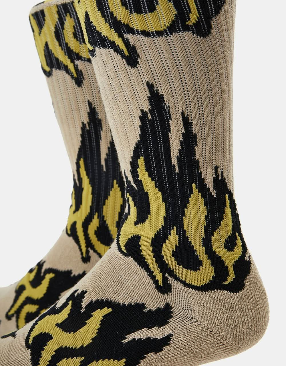 HUF Flamin' Crew Socks - Oatmeal