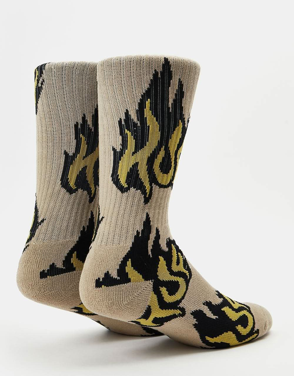 HUF Flamin' Crew Socks - Oatmeal