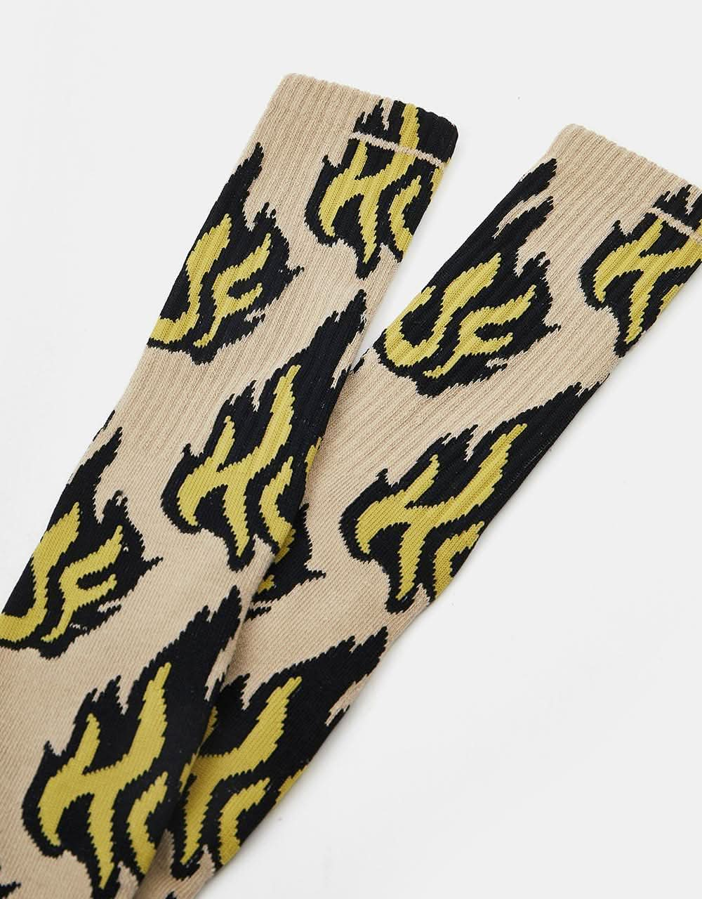 HUF Flamin' Crew Socks - Oatmeal