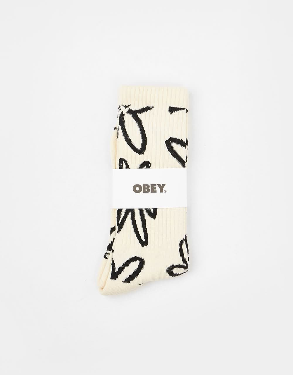 Obey Floral Socks - Unbleached