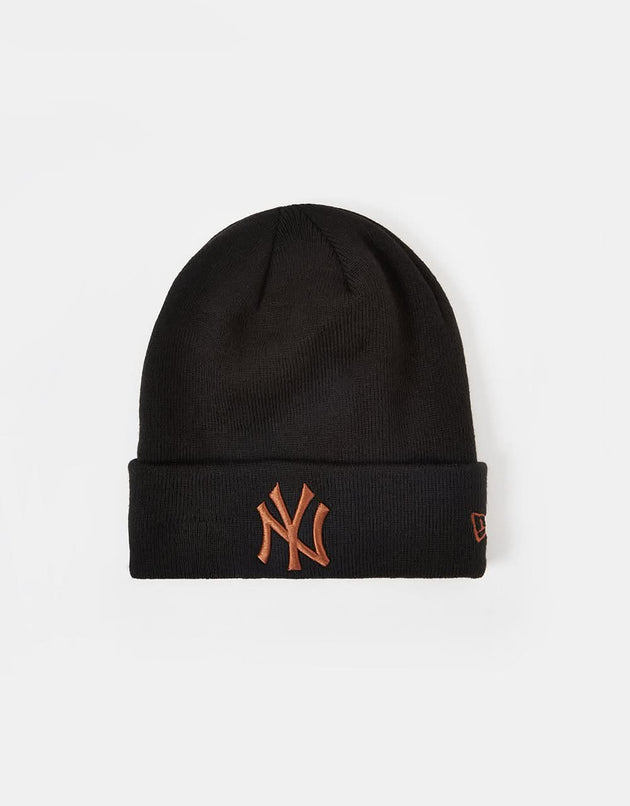 New Era New York Yankees League Cuff Beanie – Schwarz/Toasted Peanut