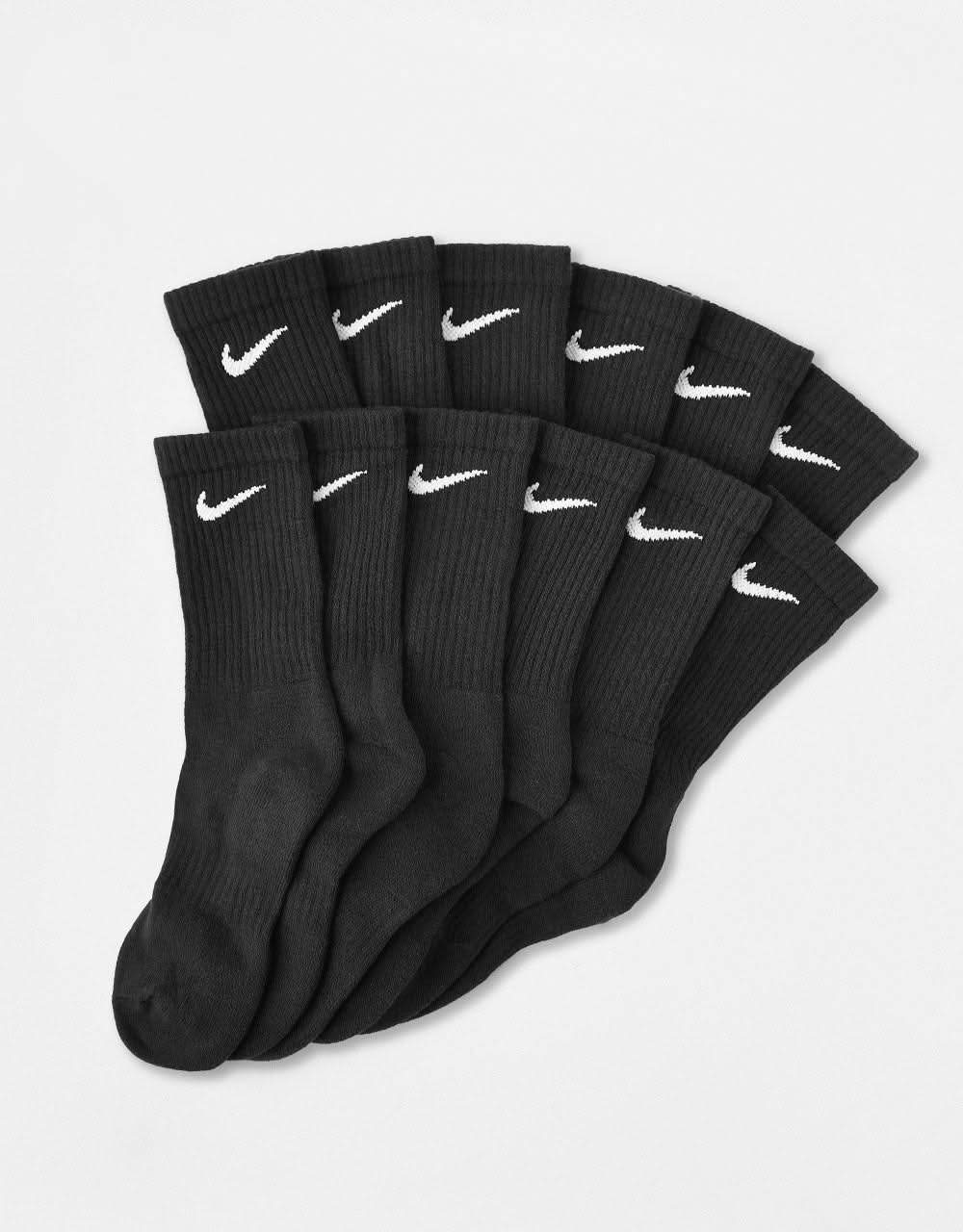 Nike SB Everyday Cushioned 6 Pack Crew Socks  - Black/White