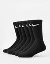 Nike SB Everyday Cushioned 6 Pack Crew Socks  - Black/White