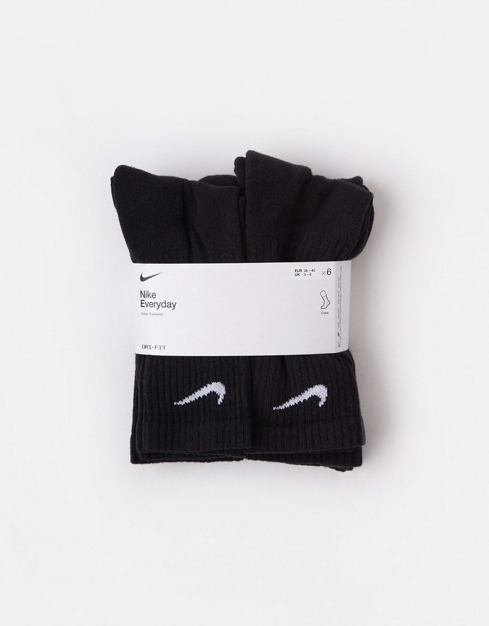 Nike SB Everyday Cushioned 6 Pack Crew Socks  - Black/White