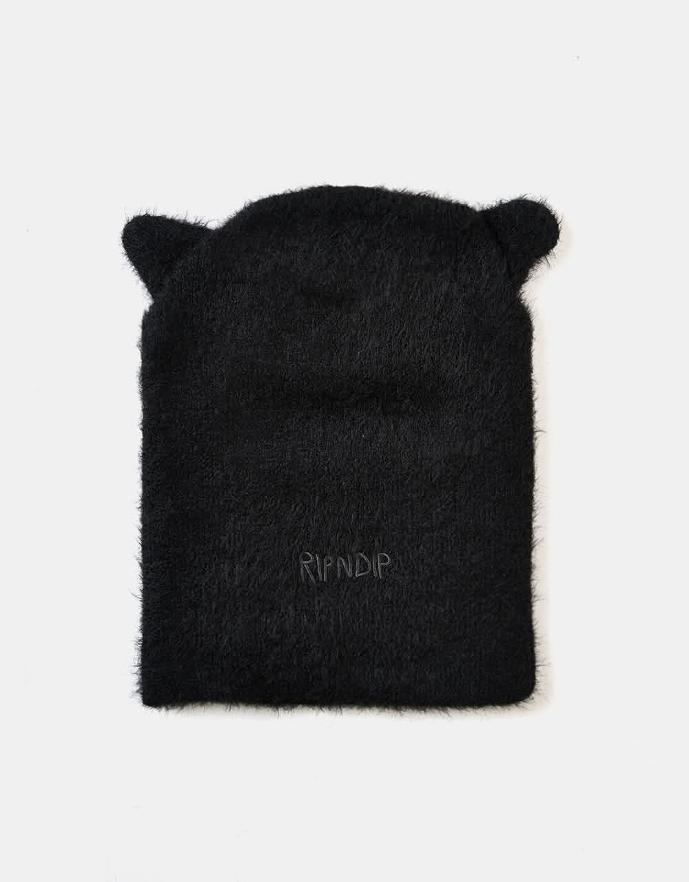 RIPNDIP Kitty Ears Faux Mohair Balaclava  - Black