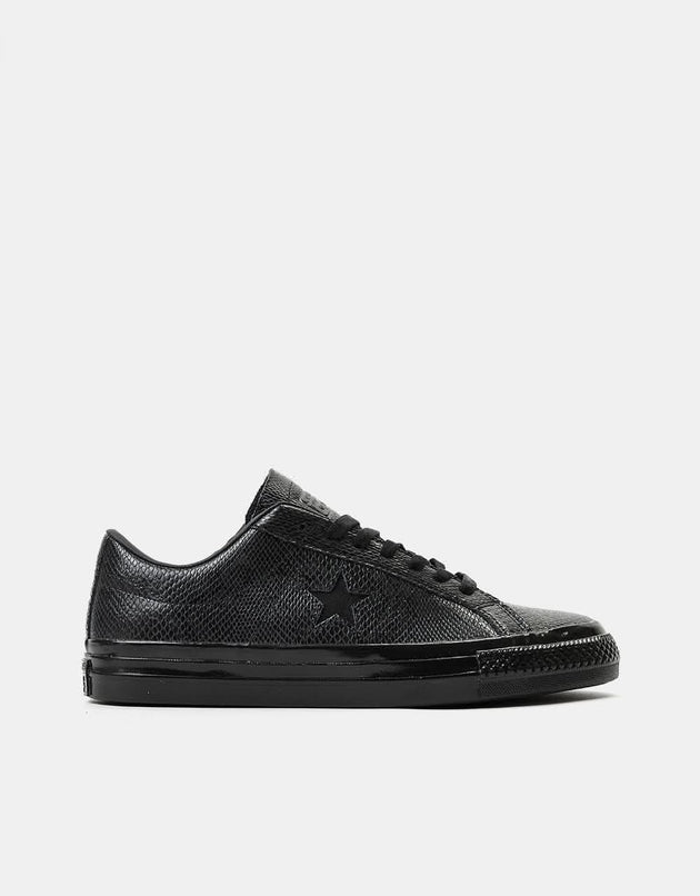 Converse One Star Pro Skate Shoes - Black/Black/White (Snakeskin)