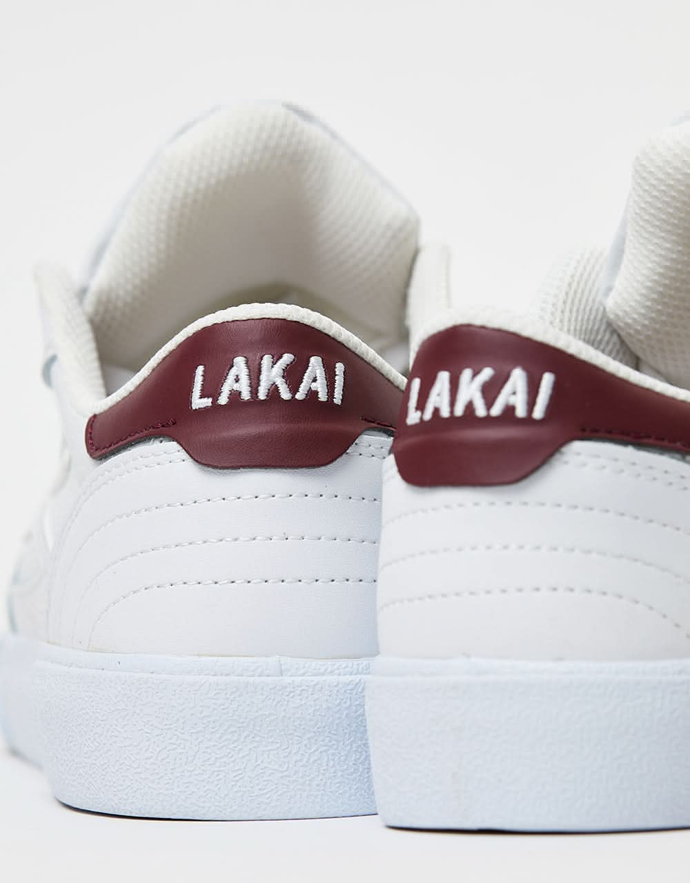 Lakai Cambridge Skate Shoes - White/Burgundy Leather