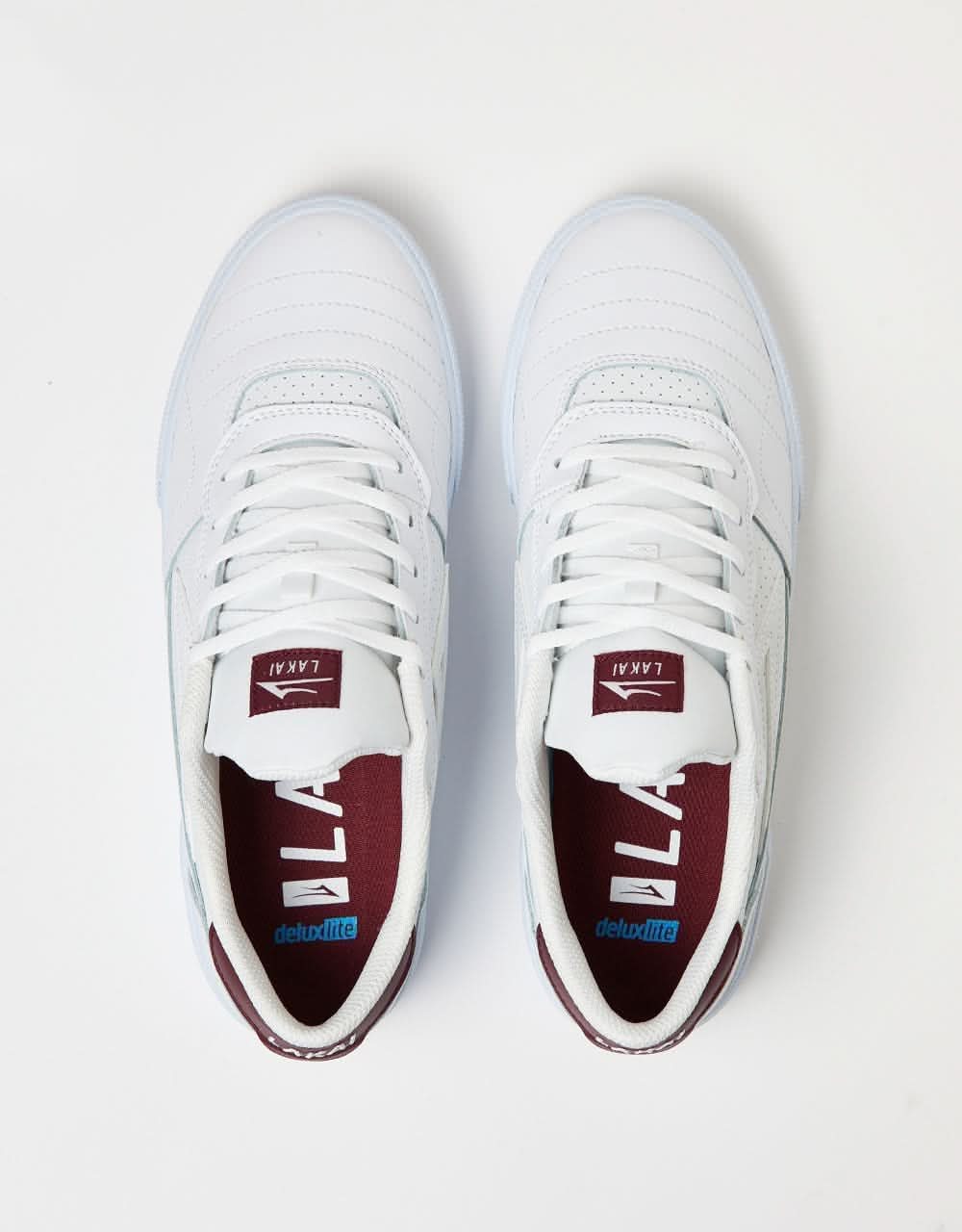 Lakai Cambridge Skate Shoes - White/Burgundy Leather