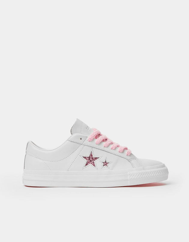 Converse x Turnstile One Star Pro Skate Shoes - White/Pink/White